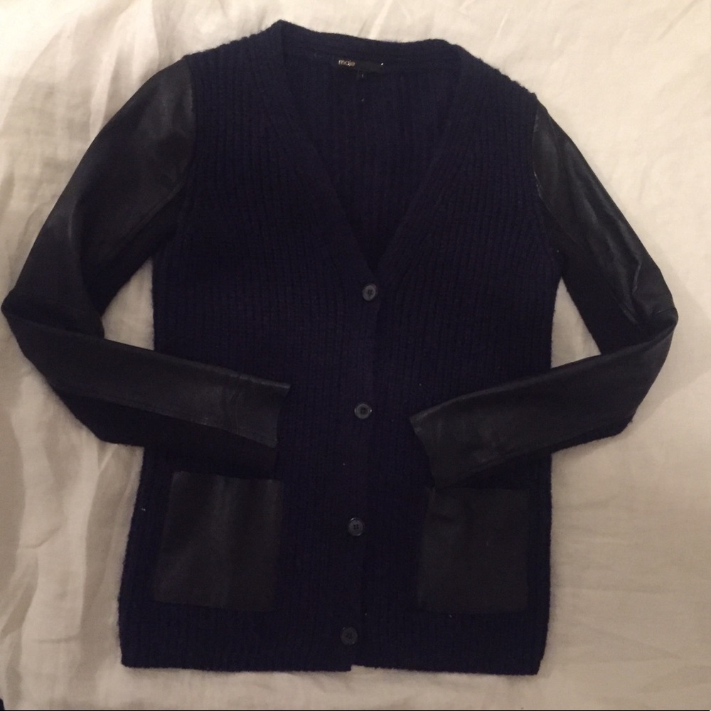 Maje Wool and Leather Sweater size1